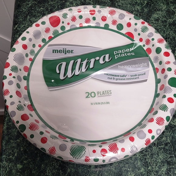 Meijer Ultra Paper Plates - Red, Green, and Gray Dots - Picture 3 of 5